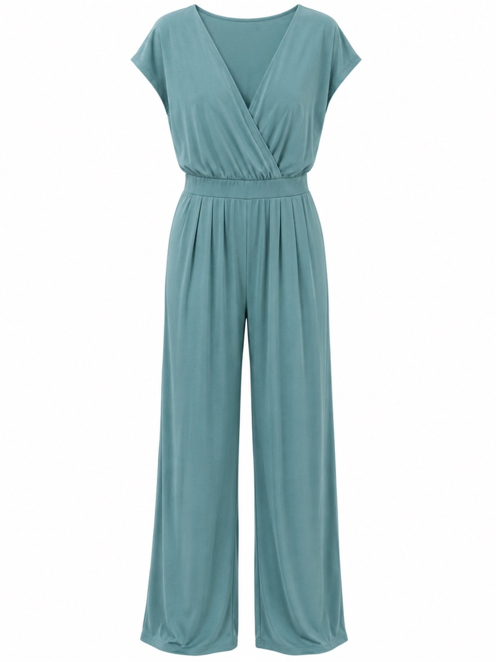 Halara Women’s Jumpsuit Medium Regular Teal/Green Sleeveless Surplice Wide Leg - Picture 1 of 4
